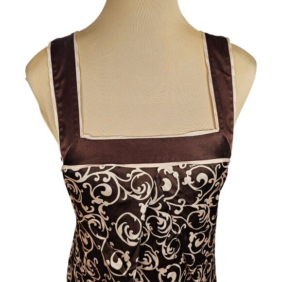 Vintage Bebe Light and Dark Brown Silk  Burttery Soft Dress Sz XS - Picture 3 of 12